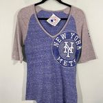 Majestic Women's MLB New York Mets Grey & Blue Raglan Graphics Tee Size M NWT Photo 0