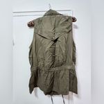 Cache Y2K Sleeveless Vest Size M Khaki Green Ruched Collar Photo 4