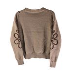 SheIn Womens Sweater Floral Applique Crew Neck Beige Brown 4 Photo 1