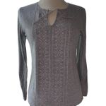 Ashley Judd blouse pullover long sleeve embroidered keyhole with tie size small Photo 0