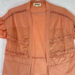 Listicle Pale Orange Open Front Embroidered Lace Flutter Sleeve Top Tassels Peplum Cut Photo 1