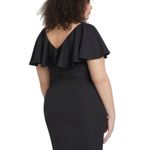 Eloquii  Dress Plus Size 24 Black Surplice Ruffled Cape Wrap Tie Waist Flattering Photo 3
