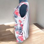 EXPRESS  Women's Medium Pink Coral Floral Sheer Print Cowl Neck Pullover Tank Top Photo 3