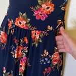 Dolce Bianca Navy Floral Print Strapless Maxi Dress Size Small Blue Photo 3