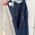 NWT Reverie dark navy blue formal dress, empire waist, chevron ruffle detail, 12 Photo 3