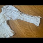 NWOT Smocked waist long sleeve Lace top in white size S/M Photo 10