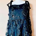 Arula Black & Gold Floral Appliqué Sequin Shimmer Sleeveless Maxi Dress. Size XL Photo 1