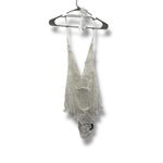 Lulus  NWT Unforgettable Romance Lace Halter Bodysuit M White Sheer Lingerie Photo 3