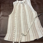 Evereve  High Neck‎ Striped Sleeveless Tank Blouse 100% Cotton Womens M Beach Photo 10