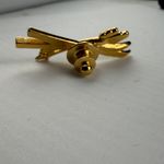 Skis Poles Clear Rhinestone Gold Tone Lapel Pin Tie Tack Skier Ski Avon Jewelry Photo 2