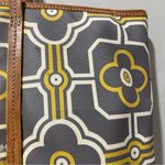 Brighton  Large Tote Buttercup Gray & White 2 Top Leather Straps Charm Canvas Photo 7