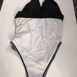 Black/White Halter Striped One Piece Bathing Suit Black Photo 4
