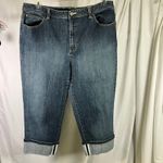 Talbots Women's Blue Denim Capri Jeans Size 18 Cuff Crop Stretch Casual Photo 14