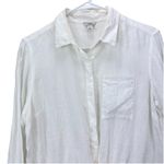 LL. Bean White Premium Washable Linen Drawstring Button Tunic SMALL Photo 4