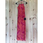 Lulus NWT  Camadi Hot Pink Animal Print Mesh Backless Midi Dress Bohemian Sz L Photo 1
