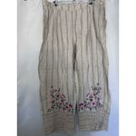 Coldwater Creek Size 1X Wide Leg Embroidered Pants Jacket Set Linen Khaki Photo 1