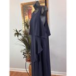 ASOS Bridesmaid's Maxi Dress Womens 12 Navy Lagenlook Fairy Goth Y2K Cape Top Photo 6
