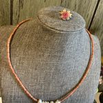 Handmade Pink Sparkle Pendant White Fresh Water Pearl Choker Set / Vintage Ring Photo 3