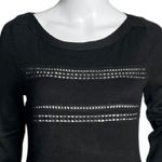 White House | Black Market Sweater Women XS Black White Embroidered Stripe Neutral Photo 3