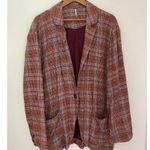 Free People Red Combo Simply Plaid Blazer Oversized Brown GUC Menswear Style XS Photo 5