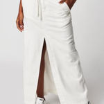 Free People NEW Ecru Front Split Maxi Skirt Soft Size 4 Oversized Photo 0