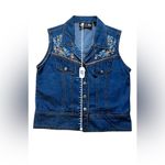 VTG GORDON & JAMES Vest Women M Denim Western Cowgirl Rodeo Embroidered Flowers Blue Size M Photo 9