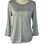 Style & Co  Medium Top 3/4 Sleeves Scoop Neck Stretch Semi-Sheer Gray Heathered Photo 0