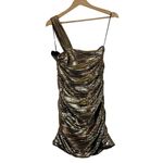ASTR NWT  Golda Mini Dress Womens M Gold One Shoulder Ruched Cocktail Going Out Photo 4
