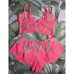 Victoria's Secret Victoria’s Secret Pink Sheer Floral Lace Lingerie Bra & Shorts Set Dream Angels Photo 2