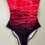 One Piece Women’s Crisscross Ombre Swimsuit Red, Pink & Maroon Size Small NWOT Photo 2