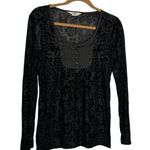 Vintage Denim & Supply Black Semi Sheer Burnout Long Sleeve Scoop Neck Shirt Size M Photo 0