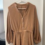 Amazon Lantern Sleeve Mini Tan Dress Photo 0