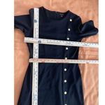 Ann Taylor  Women Black Short Sleeve Shift Dress Small Embellish Black Zipper Photo 6