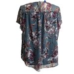 Apt. 9 Apartment 9 Petite XL Blouse Floral Blue Short Sleeve Photo 1