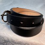 LP Blue Linea Pelle Black Faux Leather Belt Gold Buckle Size Small 40.5 inch Photo 4