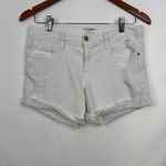 frame denim  Le Cutoff Cuffed White Distressed Denim Shorts Women Size 26 Photo 2