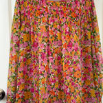 Terra & Sky Terra Sky Floral Print Smocked Neck Long Sleeve Blouse Women's 1X Pink Orange Photo 0