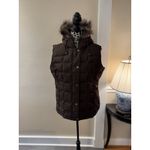 Gap Puffer Vest Brown Removable Faux Fur Trim Women’s Sz Large Outdoor Warm Photo 3