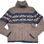 Carroll Reed Turtleneck Sweater 100% Wool Fair Isle Fisherman Core Gray Size L Photo 0