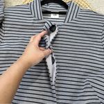 CAbi Dappled Striped Navy Gray Collarless Car Coat Jacket Blazer Academia Size L Photo 10