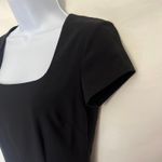 Shape FX Square Neck Sheath Dress Sz 2 Y2K Minimal Shapewear LBD Capsule Fitted Black Photo 2