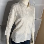 Rafaella  White 3/4 Sleeve Button Down Shirt Size 10 Photo 1