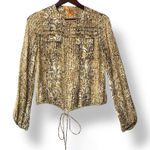 Tory Burch Women Silk Python Zip Blouse 4 Drawstring Hem Statement Mob wife Luxe Photo 0