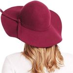 ✨Lovful Women 100% Wool Wide Brim Cloche Fedora Floppy hat Cap✨ Red Photo 1