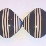 Vintage Black White Stripes Chunky Domed Retro Boho Clip On Earrings Photo 0