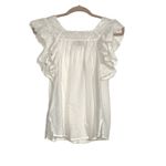 Cleobella Giselle White Ruffled Pleated Eyelet Detail Organic Cotton Blouse XS Photo 2