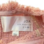 J.O.A. Boho Textured Woven Blush Pink Frayed Hem Cap Sleeve Blouse | Med… Photo 6
