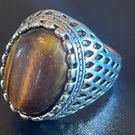 Natural tigers eye stone ring size 7.5 Silver Photo 2