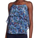 Alice + Olivia  Marybeth Blue Floral Layered Halter Top Silk Blouse Womens Size M Photo 0