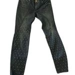Bebe women's size 27 dark denim skinny jeans with embellished legs Photo 0